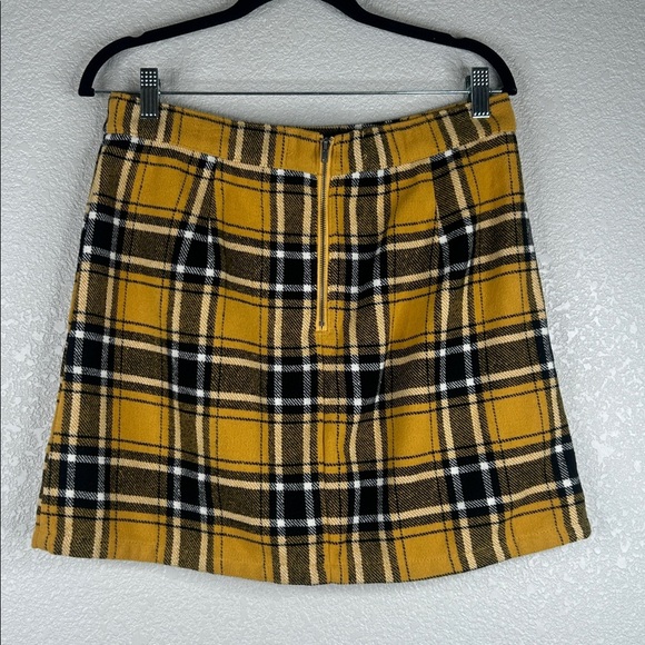 No Boundaries Y2K 90's Yellow Black Plaid Clueless Cher Mini Skirt Size Large - Picture 5 of 8